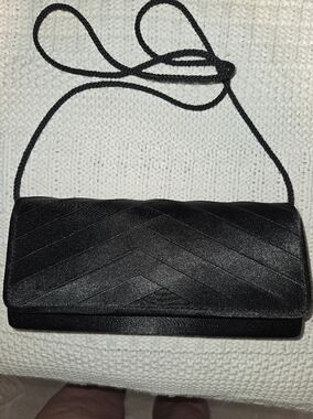 Black Chevron Satin Evening Purse
